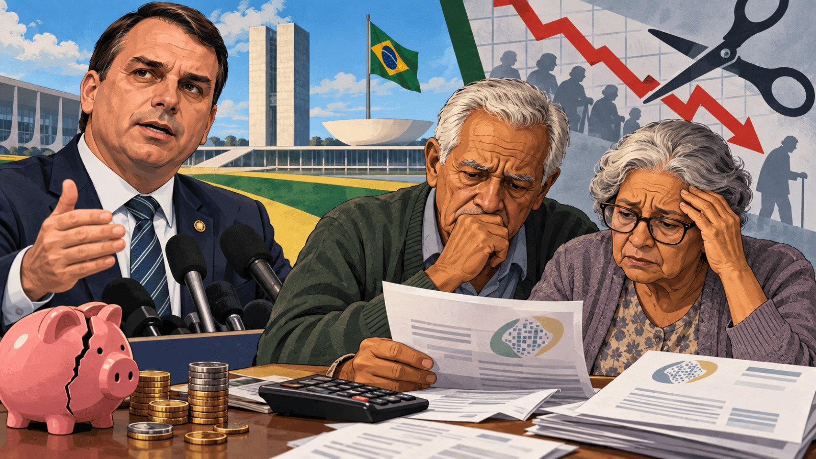 Leia mais sobre o artigo Proposta ligada a Flávio Bolsonaro prevê desvincular aposentadorias do salário mínimo e economizar R$ 1,1 trilhão